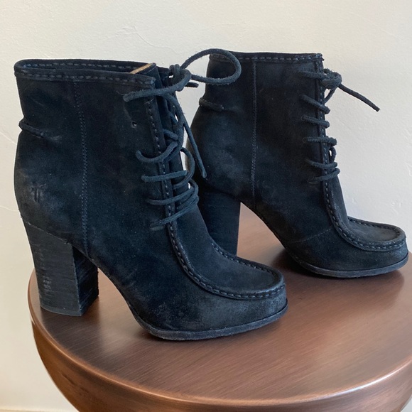 FRYE Black Suede Parker Moccasin Boot Size 6 - Picture 3 of 8